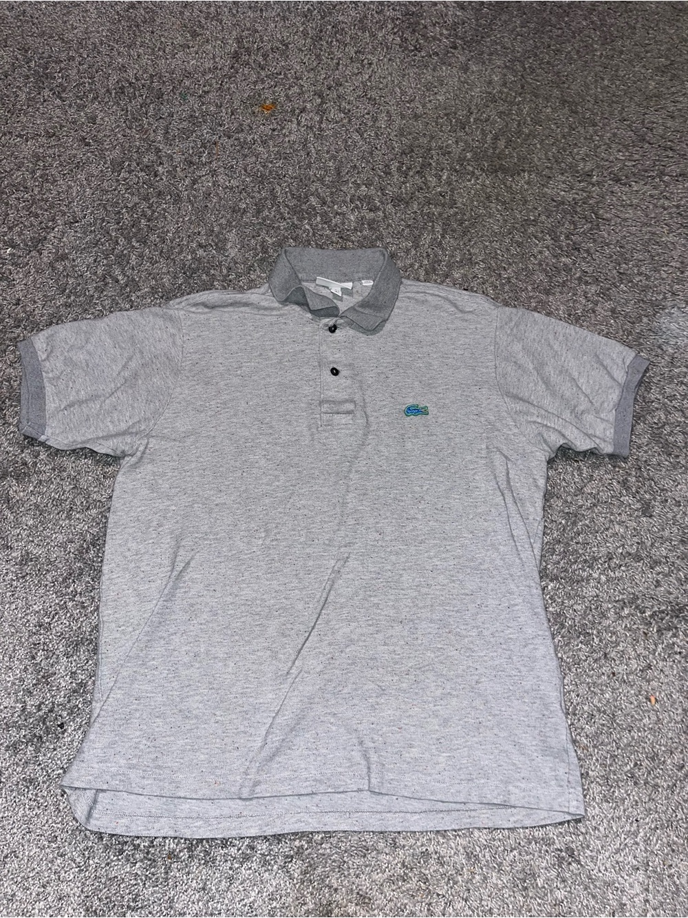 Lacoste Men's Grey Polo Shirt with Contrast Collar